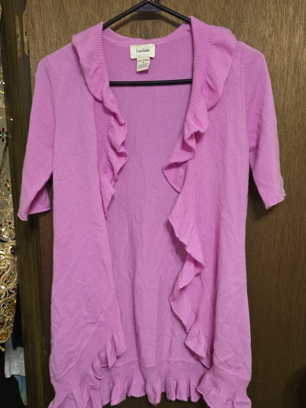 neiman marcus Bright Pink Ruffle Open Cardigan